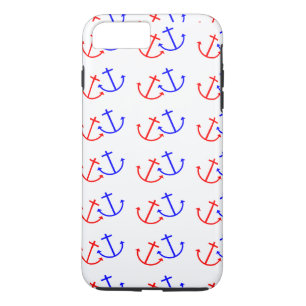 Coque iPhone 7 Plus Motif d'Ancres bleu blanc rouge