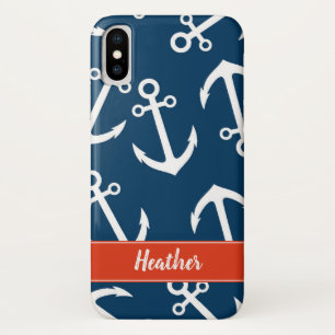 Coque Case-Mate Pour iPhone Motif d'ancres de marine Monogramme nautique
