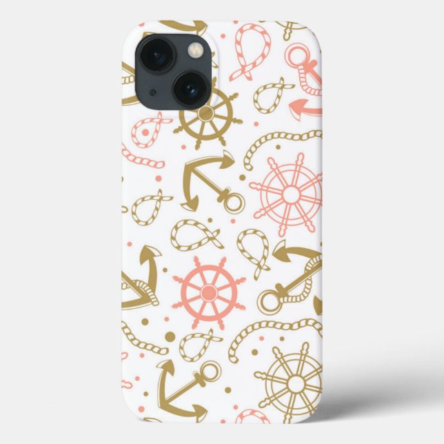 Coques Case-Mate iPhone Motif d'Ancres d'or (Verso)
