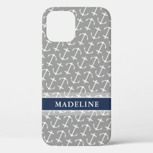 Case-Mate iPhone Case Motif d'Ancres gris blanc Nom de la marine