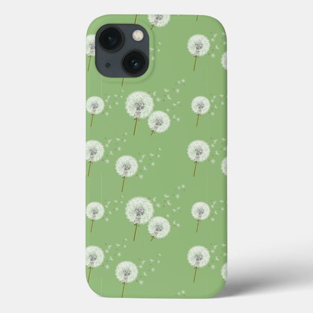 Coques Case-Mate iPhone Motif Dandelion sur Arrière - plan vert (Verso)
