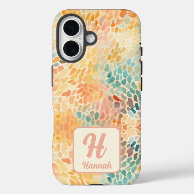 Coques Case-Mate iPhone Motif d'aquarelle Abstrait monogramme personnalisé (Verso)