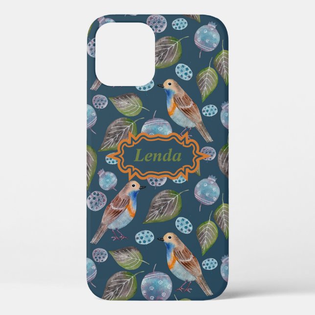 Coques Case-Mate iPhone Motif d'aquarelle Blue Birds (Verso)