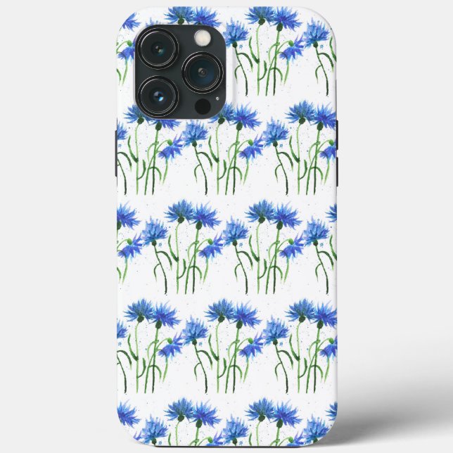 Coques Case-Mate iPhone Motif d'aquarelle fleurs bleues de Cornflowers (Verso)