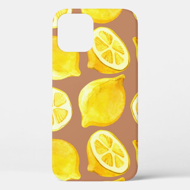 Coques Case-Mate iPhone Motif d'aquarelle transparente avec citrons (Verso)