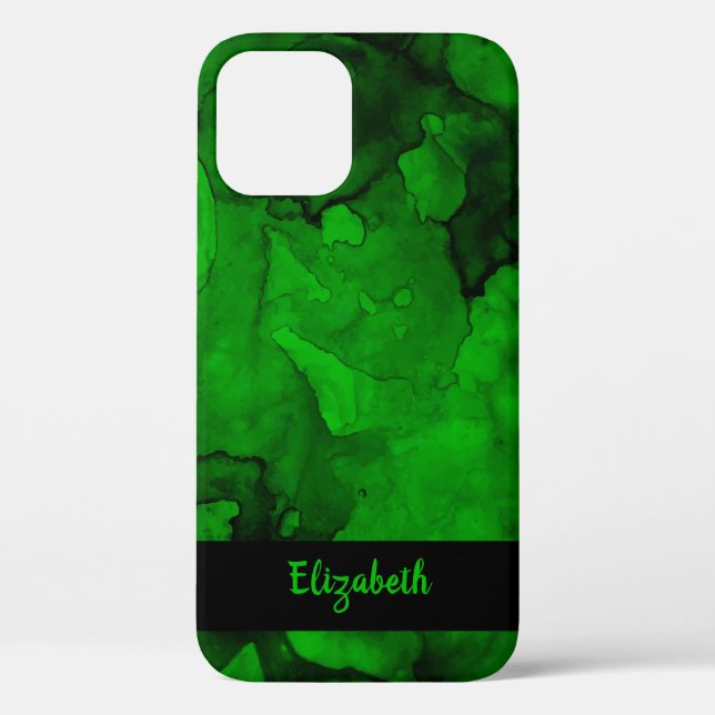 Coques Case-Mate iPhone Motif d'aquarelle vert élégant (Verso)