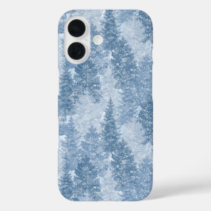 Coque Pour iPhone 16 Motif d'arbre à pin bleu