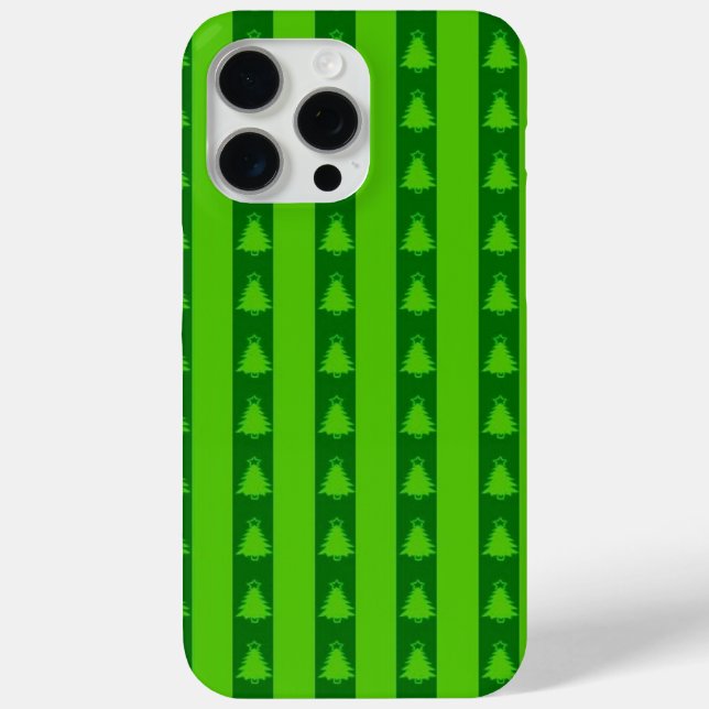 Coques Case-Mate iPhone Motif d'arbre de Noël à rayures vertes (Verso)