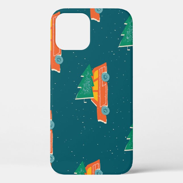Coques Case-Mate iPhone Motif d'arbre de Noël de voiture rétro (Verso)