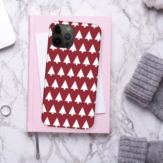 Coques Case-Mate iPhone Motif d'arbre de Noël | Géométrique Scandi Rouge f (Créateur téléchargé)