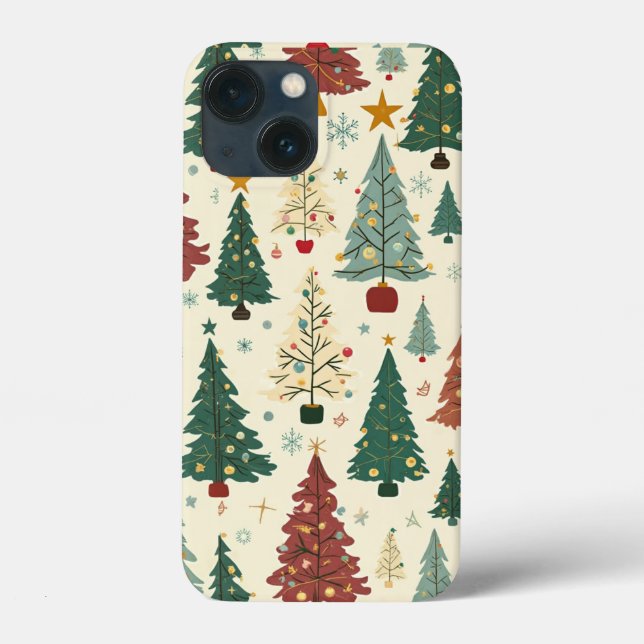 Coques Case-Mate iPhone Motif d'arbre de Noël moderne du milieu du siècle (Verso)