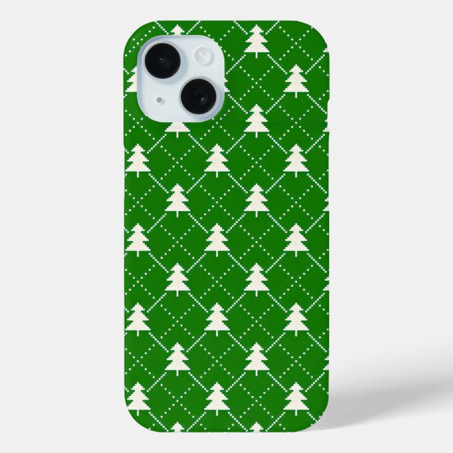Coques Case-Mate iPhone Motif d'arbre de Noël vert festif (Verso)
