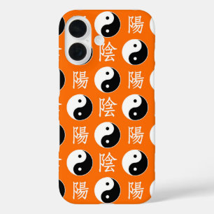 Coque Pour iPhone 16 Motif d'Arrière - plan orange du Yinyang