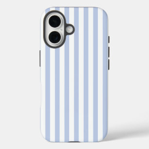 Coque Pour iPhone 16 Motif d'art à rayures verticales bleu blanc doux