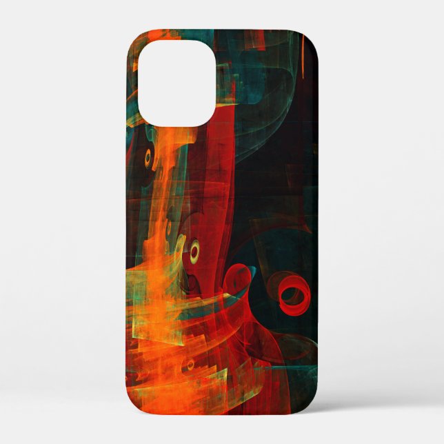 Coques Case-Mate iPhone Motif d'art abstrait moderne orange bleu eau rouge (Verso)