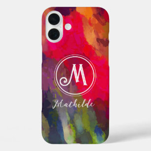 Coque Pour iPhone 16 Plus Motif d'art Abstrait Monogrammed Scarlet