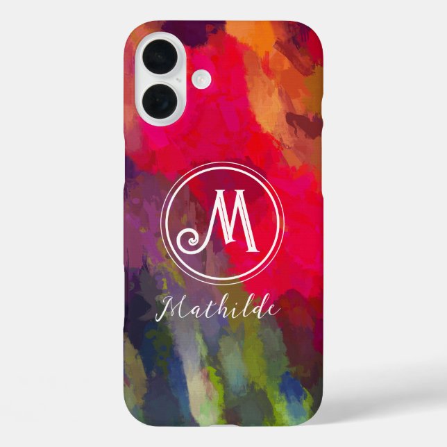 Coques Case-Mate iPhone Motif d'art Abstrait Monogrammed Scarlet (Verso)