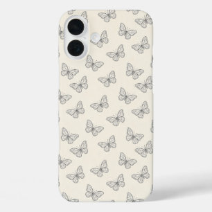 Coque Pour iPhone 16 Plus Motif d'art en ligne de papillon
