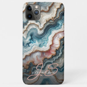 Case-Mate iPhone Case Motif d'art en marbre doré rose bleu foncé Turquoi