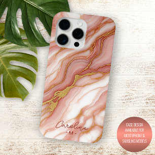 Coque Case-Mate iPhone Motif d'art en marbre rose mauve or personnalisé