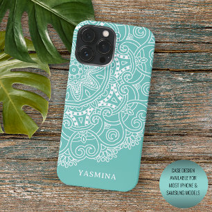Case-Mate iPhone Case Motif D'Art Mandala Personnalisé Sur Bleu Turquois