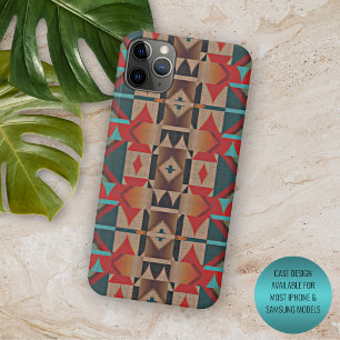 Case-Mate iPhone Case Motif d'art mosaïque moderne sarcelle rouge taupe