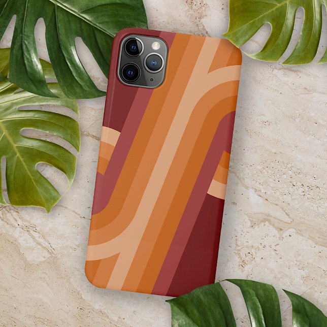 Coques Case-Mate iPhone Motif d'art rétro rouge orange marron foncé (Créateur téléchargé)