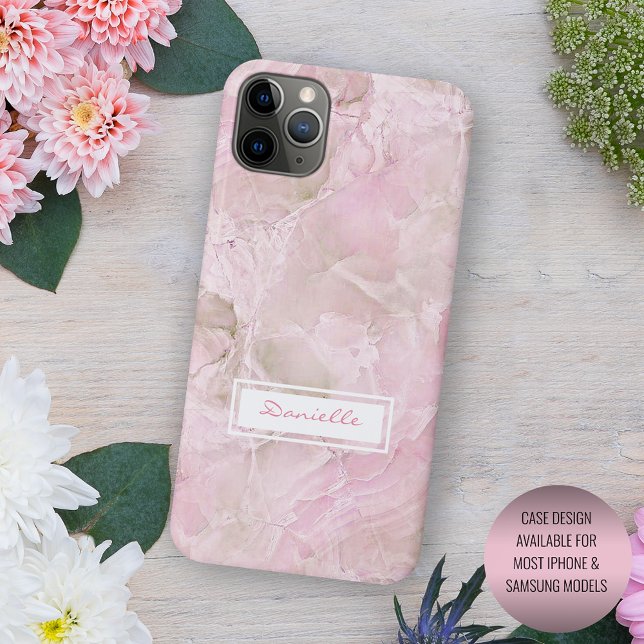 Coques Case-Mate iPhone Motif d'art sur mesure Pastel Rose Grey Agate Marb (Créateur téléchargé)