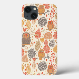 iPhone 13 Case Motif d'automne. Chouettes dans la forêt