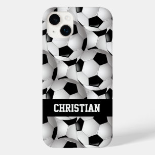 Coque Case-Mate iPhone Motif de balle de soccer personnalisé noir blanc