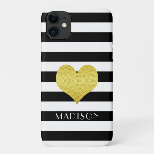 Case-Mate iPhone Case Motif de bande blanche noire personnalisé