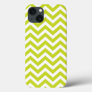 Etui iPhone 13 Motif de bande vert Chevron