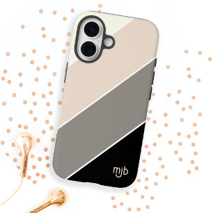 Coque Pour iPhone 16 Motif de bandes de blocs de couleur élégant avec m