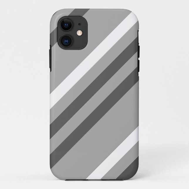 Coques Case-Mate iPhone Motif de bandes diagonales grises (Dos)