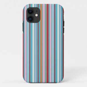Coque iPhone 11 motif de bandes rayées multicolores préppy