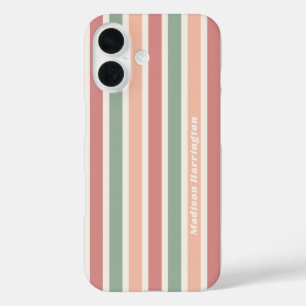 Coque Pour iPhone 16 Motif de bandes rétro de nom personnalisé