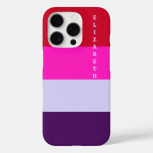 Coque iPhone 16 Pro Motif de bandes rouge, rose et violet