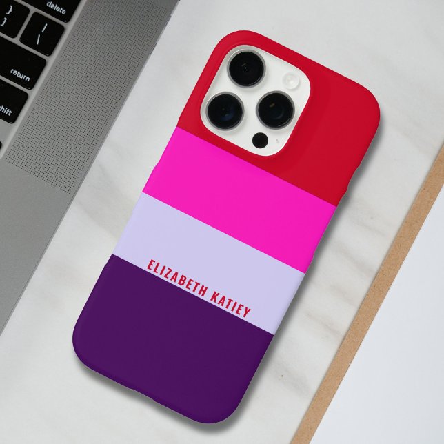 Coques Case-Mate iPhone Motif de bandes rouge, rose et violet (Créateur téléchargé)