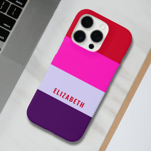 Coque iPhone 16 Pro Motif de bandes rouge, rose et violet