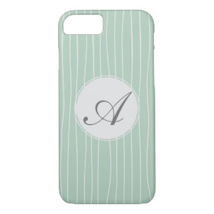 Coque iPhone 8/7 Motif de bandes Turquoises Monogrammes