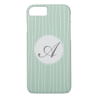 Coque iPhone 8/7 Motif de bandes Turquoises Monogrammes