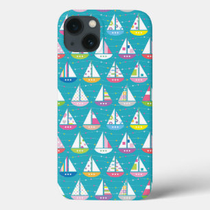 iPhone 13 Case Motif de bateau à voile Pastel