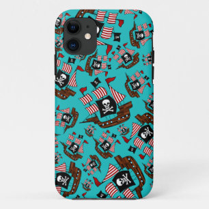 Coque Case-Mate Pour iPhone Motif de bateau de pirates turquoise