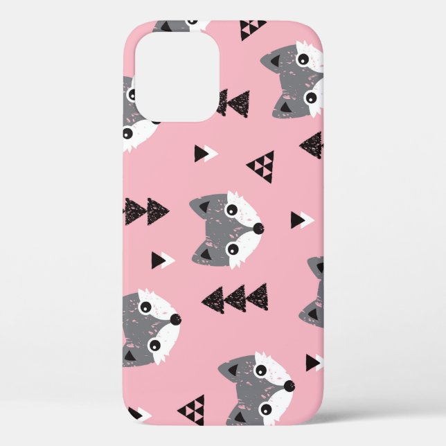 Coques Case-Mate iPhone Motif de bois de renard de bébé géométrique (Verso)