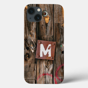 Coque Case-Mate iPhone Motif de bois rustique industriel monogramme