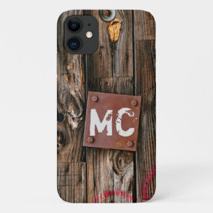 Case-Mate iPhone Case Motif de bois rustique industriel monogramme