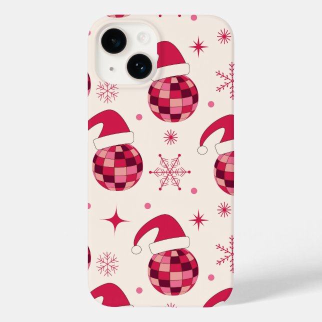 Coques Case-Mate iPhone Motif de boules de disco de Noël Groovy Santa  (Verso)