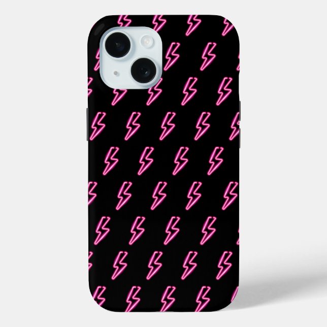 Coques Case-Mate iPhone Motif de boulon à éclair de néon rose (Verso)