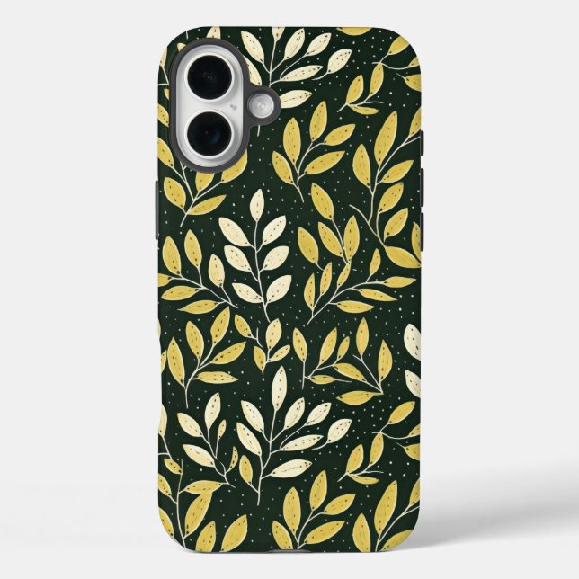 Coques Case-Mate iPhone Motif de branches feuillues jaunes et crème  (Verso)