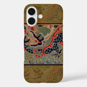 Coque Pour iPhone 16 Motif de broderie en soie de dragon chinois antiqu